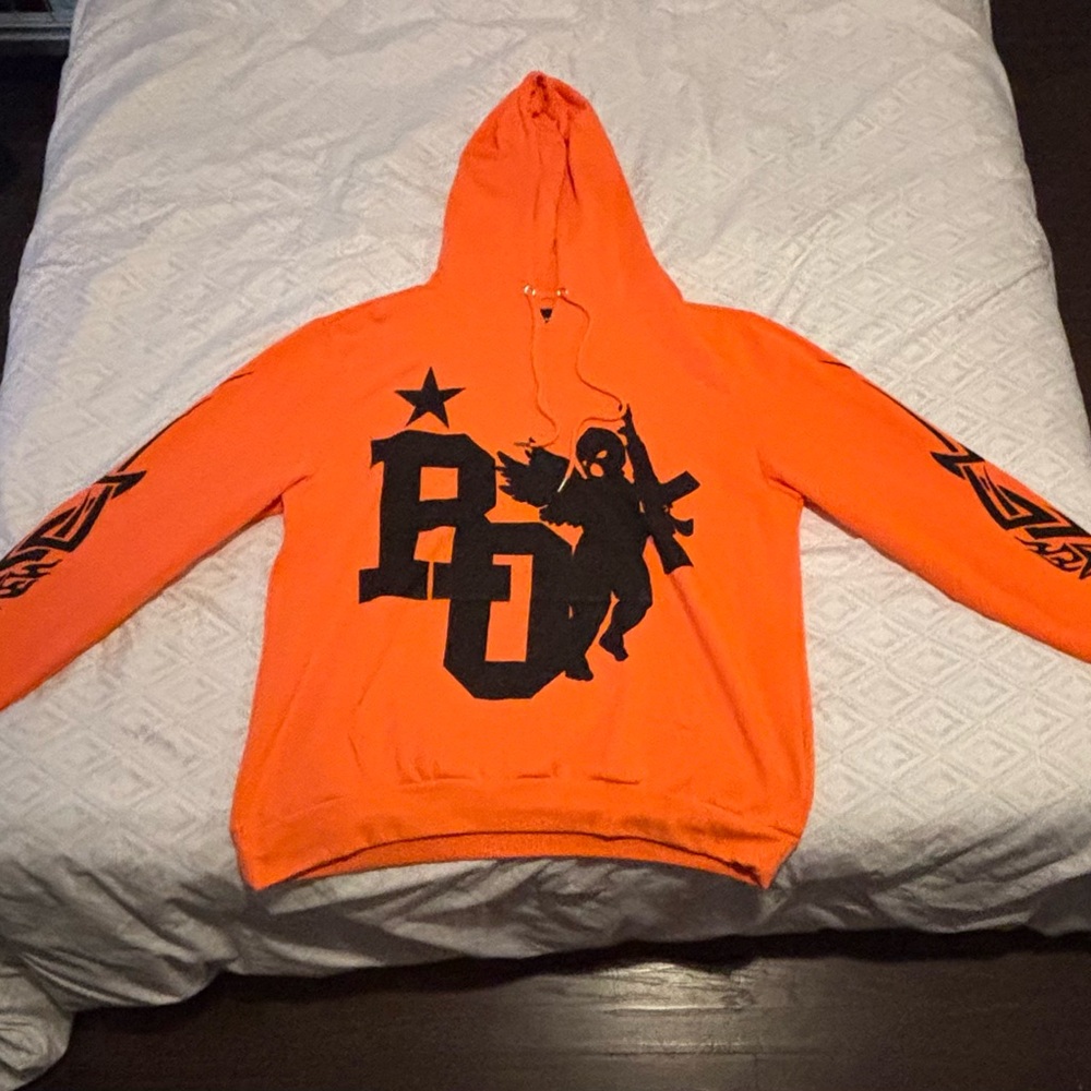 Bold Orange Graphic Hoodie And Pants